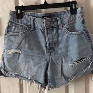 Express Light Blue Distressed Denim Shorts